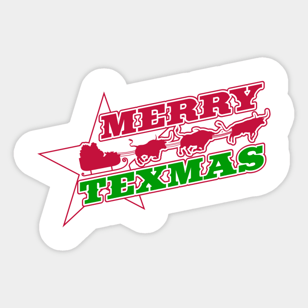 Merry Texmas - Flying Longhorns Sticker by BRAVOMAXXX